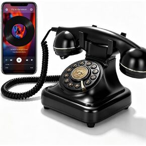 Bluetooth Retro Phone with Speakerphone, Music Playback & Bluetooth Landline Phone,Compatible with iPhone & Android, Beautiful Decor for Home,Long Battery Life, Elegant Appearance in Saudi Arabia