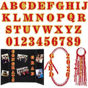 72 Pcs Glitter 2026 Graduation Letters Numbers Cardstock Shiny Crafts Alphabet with Adhesive Dots for Graduation Trifold Photo Board Grad Leis Homecoming Mums DIY Supplies(Black Gold) in Kuwait
