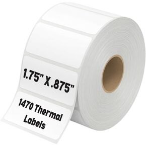 1.75" x .875" Direct Thermal Labels – Perforated Barcode Labels, 1" Core, 4" OD, Compatible with Rollo, Zebra, Munbyn, Nelko Printers – 1470 Labels (Single Pack (1,470 Labels)) in Saudi Arabia