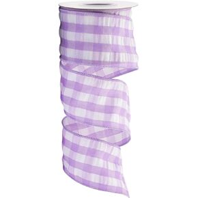 2-1/2 Inch Bubbled Check Ribbon, 10 Yards Purple and White Wired Edge Ribbon for Gift Wrapping, Crafts, Wreaths, Garlands, Weddings and Christmas in Saudi Arabia
