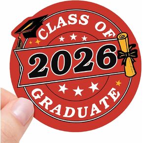 Class of 2026 Graduation Stickers, 120-Pack 1.6" Round Labels for Grad Announcements, Thank You Cards & Party Favor Bags, High School & College Senior 2026 Decorations (Red) in Saudi Arabia