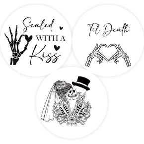 60pcs Till Death Stickers, Gothic Wedding Stickers, Skeleton Bridal Shower Labels, Skull Themed Bachelorette/Engagement Party Favors in Saudi Arabia