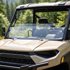 Clear Front Half Windshield for Polaris Ranger XP 1000 / 900 / Crew / Diesel 2017-2025, Durable Hard Coated PC Vented Windscreen Accessory, Scratch-Resistant UV Protection Replaces OEM 2883301, 1PC in Saudi Arabia
