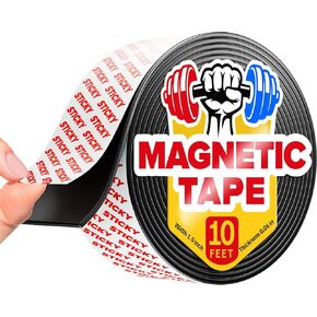 Super Sticky Magnetic Tape (10 Feet x 1.5 Inch / 3m x 3.8cm) - Strong Magnet Strip with Adhesive Backing for DIY & Crafts - Easy to Cut and Mount On Fridges, Whiteboards & More - Organization in Kuwait