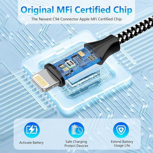 Extra Long Phone Charger Cable 5M, [ MFFi CertIified ] 16ft 90 Degree Lightnning Cable, High Fast/Data Sync Phone Charging Cable Lead for Phone 14/13/12Pro/11Max/XS/XR/8/7/SE in Saudi Arabia