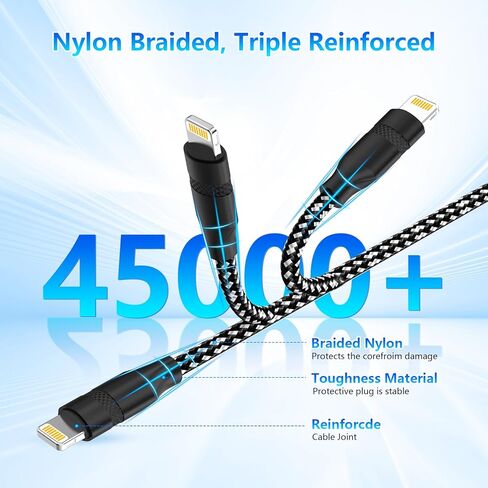 Extra Long Phone Charger Cable 5M, [ MFFi CertIified ] 16ft 90 Degree Lightnning Cable, High Fast/Data Sync Phone Charging Cable Lead for Phone 14/13/12Pro/11Max/XS/XR/8/7/SE in Saudi Arabia