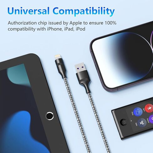 Extra Long Phone Charger Cable 5M, [ MFFi CertIified ] 16ft 90 Degree Lightnning Cable, High Fast/Data Sync Phone Charging Cable Lead for Phone 14/13/12Pro/11Max/XS/XR/8/7/SE in Saudi Arabia