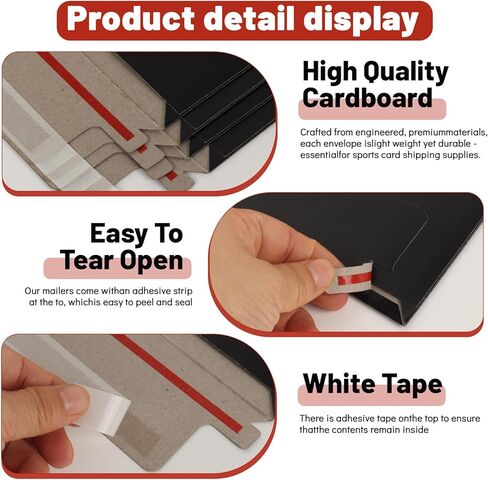 110 Pack Black Trading Card Envelopes, 7x 4.35 Inch Self-Adhesive Card Mailer Envelopes Perfect for Semi-Rigid Sleeves, Trading Card Mailing Supplies in Saudi Arabia