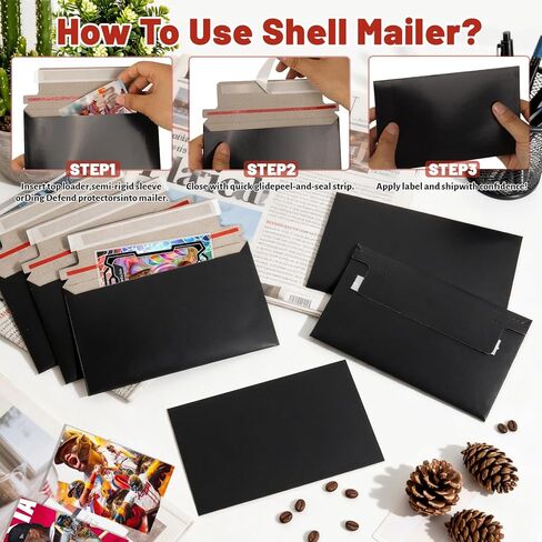 110 Pack Black Trading Card Envelopes, 7x 4.35 Inch Self-Adhesive Card Mailer Envelopes Perfect for Semi-Rigid Sleeves, Trading Card Mailing Supplies in Saudi Arabia