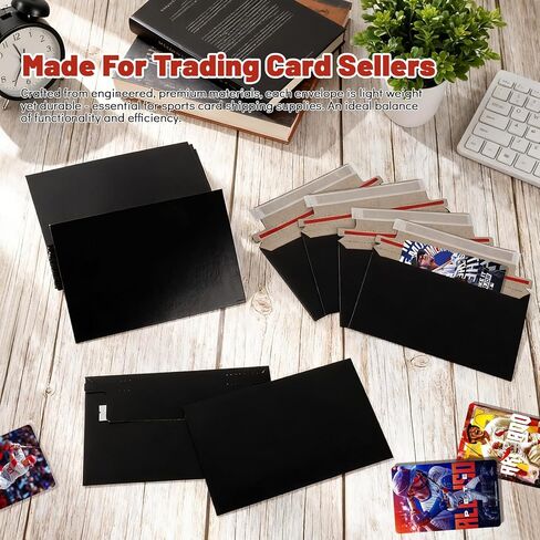 110 Pack Black Trading Card Envelopes, 7x 4.35 Inch Self-Adhesive Card Mailer Envelopes Perfect for Semi-Rigid Sleeves, Trading Card Mailing Supplies in Saudi Arabia