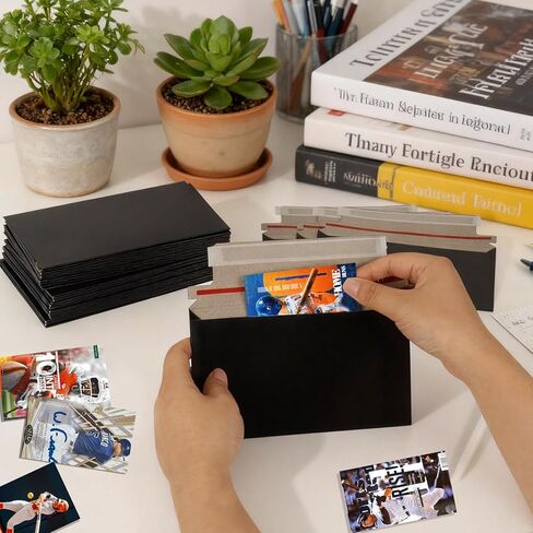 110 Pack Black Trading Card Envelopes, 7x 4.35 Inch Self-Adhesive Card Mailer Envelopes Perfect for Semi-Rigid Sleeves, Trading Card Mailing Supplies in Saudi Arabia