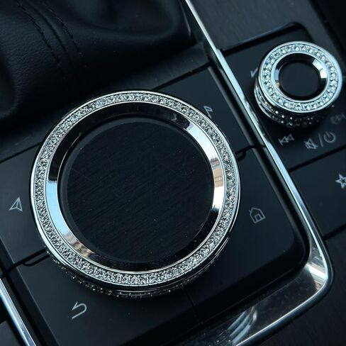 ديكور كريستال داخلي للسيارة Mazda CX-50/CX-90/CX-70/CX-30/Mazda3 - سبائك الزنك مع كريستالات تشيكية مرصعة يدويًا، إكسسوارات فاخرة (فضية، مقبض للوسائط المتعددة) in Kuwait