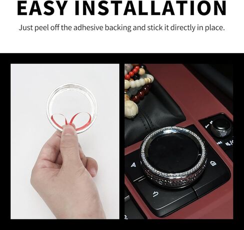 ديكور كريستال داخلي للسيارة Mazda CX-50/CX-90/CX-70/CX-30/Mazda3 - سبائك الزنك مع كريستالات تشيكية مرصعة يدويًا، إكسسوارات فاخرة (فضية، مقبض للوسائط المتعددة) in Kuwait