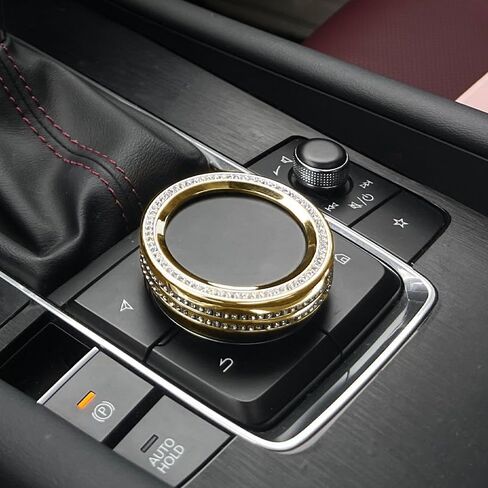 ديكور كريستال داخلي للسيارة Mazda CX-50/CX-90/CX-70/CX-30/Mazda3 - سبائك الزنك مع كريستالات تشيكية مرصعة يدويًا، إكسسوارات فاخرة (فضية، مقبض للوسائط المتعددة) in Kuwait