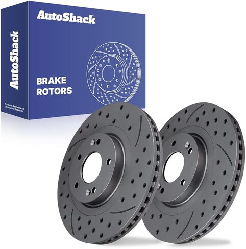 دوارات فرامل أمامية من AutoShack لكيا، سورينتو 2014-2020، AWD FWD L4 2.0L 2.4L V6 3.3L - مطلية ومثقوبة ومشقوقة - لمسة نهائية سوداء غير لامعة - BlackShield - 12.6 بوصة (320 مم)، 5 عروات in Kuwait