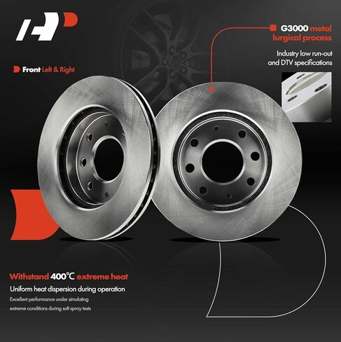 دوارات فرامل قرصية أمامية بفتحات تهوية مقاس 10.12 بوصة (257 مم) متوافقة مع موديلات مختارة من Hyundai وMitsubishi وEagle وPlymouth - Sonata وTiburon وElantra وLancer وExpo وGalant وColt وSummit و2-PC in Kuwait