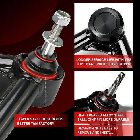 أذرع التحكم العلوية الأمامية مقاس 2-4 بوصة لـ 2007-2018 Chevy Silverado & GMC Sierra 1500، 2007-2014 Suburban/Tahoe/Yukon/Escalade ESV - تصميم أنبوبي عالي التحمل مع مفاصل كروية قابلة للتشحيم in Kuwait