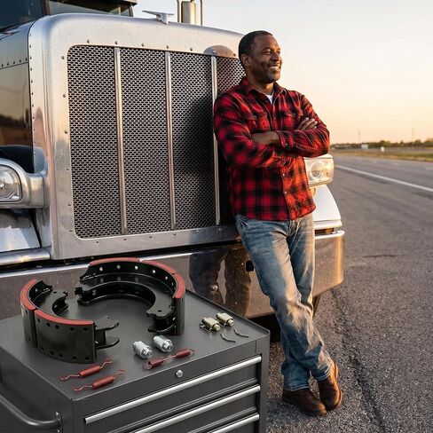 عبوة واحدة من حذاء الفرامل ومجموعة إصلاح الفرامل المتوافقة مع Freightliner وVolvo تحل محل OEM 4709 in Kuwait