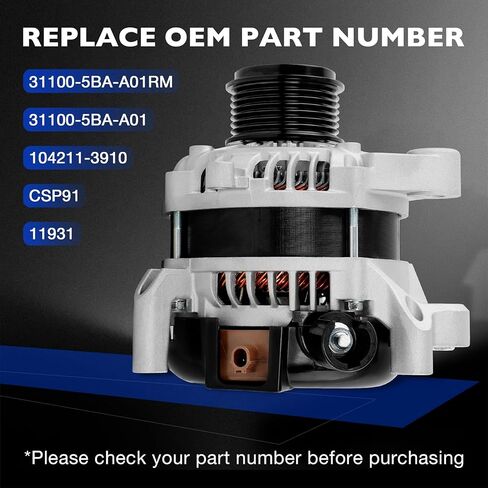 مولد 104211-3910 متوافق مع Honda Civic L4 2.0L 2016-2022، يستبدل 11931 CSP91 104211-3910 31100-5BA-A01، 12V 135A SC7 فئة البكرة in Kuwait