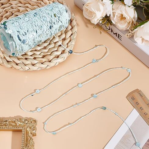 WADORN 164 ياردة غزل قطن ترتر، خيوط ترتر زرقاء لامعة خيوط خيط متلألئة مع لمعان معدني لأعمال الحياكة اليدوية وإبرة اليد وإكسسوارات الشتاء in Kuwait