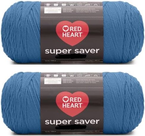 Red Hearts Super Saver Blue Wave Yarn - 2 Pack of 198g/7oz - Acrylic - 4 Medium (Worsted) - 364 Yards - Knitting/Crochet in Kuwait