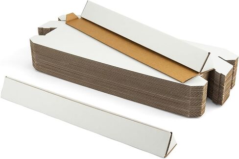 Triangle Mailing Tube, 18.25x2x2 inch, Triangular Corrugated Cardboard Tubes for Shipping and Storage of Posters, Blueprints, Artwork, Crafts, Long Art Holder, White, 25-Pack in Saudi Arabia