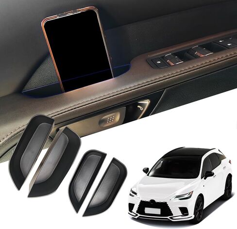 منظم جيب مقبض باب السيارة لملحقات Lexus RX 2023 2024 2025 2026 منظم جيب السيارة الأمامي والخلفي صندوق علبة داخلي (4 قطع صندوق تخزين TPE أسود - 4 أبواب) (أسود) in Kuwait