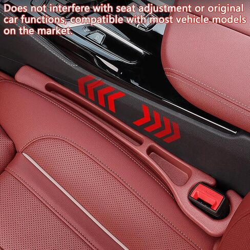 Car Seats Gap Filler Dual-Slot Car Seat Gap Organizer – with Belt Slot, Anti-Drop Gap Filler for Cars & SUVs – No More Lost Items, All Within Reach (2PCS) (Red) in Saudi Arabia