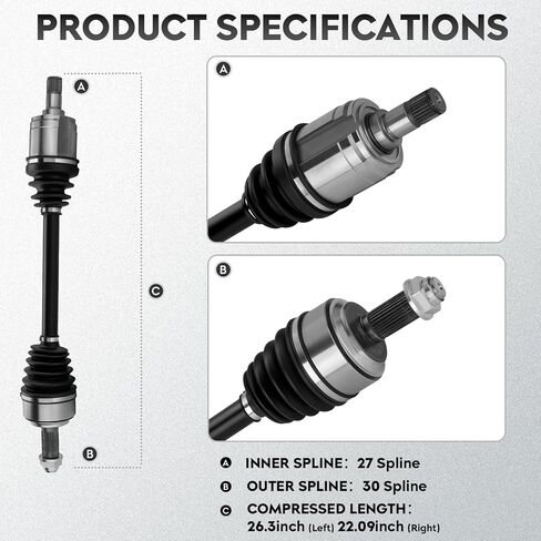 NEW Left & Right Front CV Axle Shaft Assembly fits for Honda CR-V CRV 2007-2014 (NOT for Touring trim) 08 09 10 11 12 13 L4 2.4L, Driver and Passenger Side, 2-Pack in Kuwait
