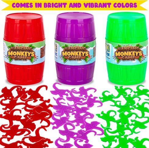 Gamie Hanging Monkeys Game - 3 Barrels with 30 Monkeys Each - Fun Games for Family Game Night - Indoor Games for Kids and Adults - Develops Fine Motor Skills - Retro Party Games for Ages 3 and Up in Kuwait