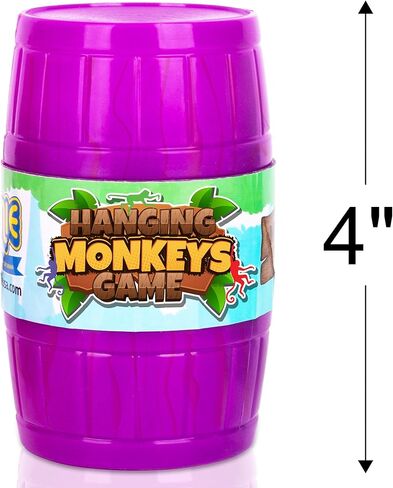 Gamie Hanging Monkeys Game - 3 Barrels with 30 Monkeys Each - Fun Games for Family Game Night - Indoor Games for Kids and Adults - Develops Fine Motor Skills - Retro Party Games for Ages 3 and Up in Kuwait