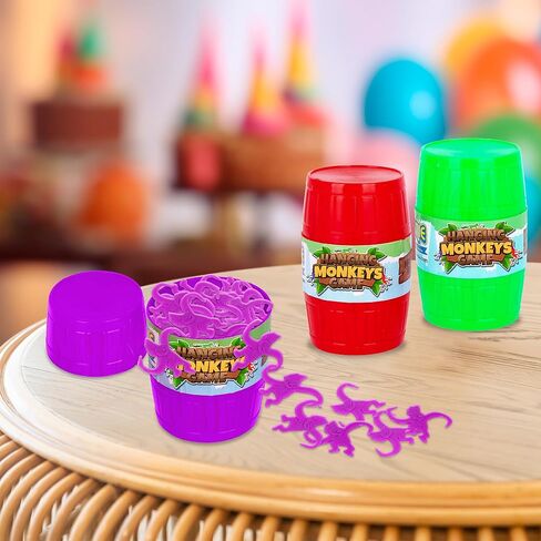 Gamie Hanging Monkeys Game - 3 Barrels with 30 Monkeys Each - Fun Games for Family Game Night - Indoor Games for Kids and Adults - Develops Fine Motor Skills - Retro Party Games for Ages 3 and Up in Kuwait