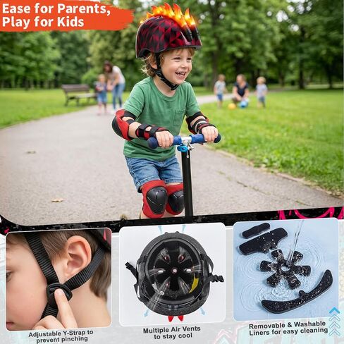 Kids Helmet with LED Lights, Toddler Bike Helmet with Knee Pads and Elbow Pads Set for Boys Age 2-6, Adjustable Kids Bike Helmet for Cycling Scooter Skateboard & Night Riding in Saudi Arabia