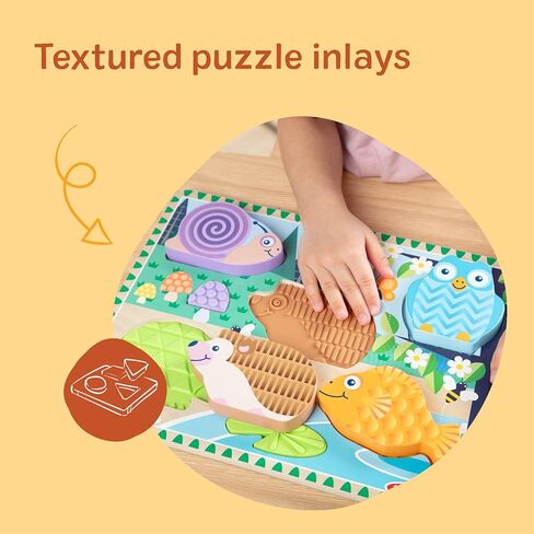 Melissa & Doug Forest Friends Touch & Feel Wooden Puzzle, 5-Piece Chunky Toddler Puzzles with Animals & Textured Silicone Puzzle Board Inlays, Preschool Toys for Girls & Boys Ages 2 and Up in Saudi Arabia