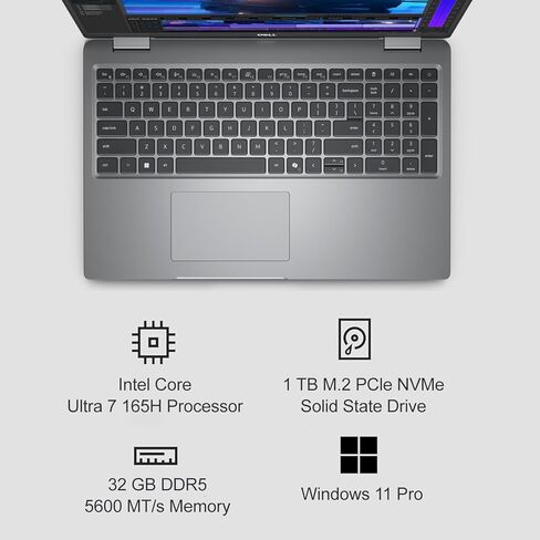 Dell Precision 3591 Mobile Workstation AI PC Laptop (15.6" FHD, Intel 16-Core Ultra 7 165H, 64GB DDR5, 2TB SSD, NVIDIA RTX 1000 Ada 6GB) for Business, Engineer, FHD Webcam, Thunderbolt 4, Win 11 Pro in Saudi Arabia
