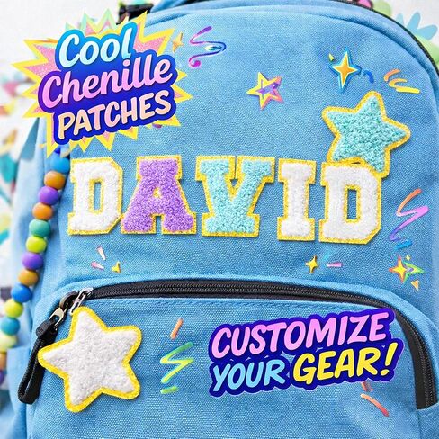 60PCS Chenille Letter Patches Self Adhesive – Preppy Alphabet Iron On Patches with Rainbow Star Bow Heart, Sew On Fabric Patches for Clothing, Backpacks & DIY Crafts in Saudi Arabia