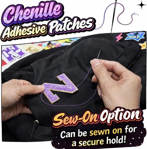 60PCS Chenille Letter Patches Self Adhesive – Preppy Alphabet Iron On Patches with Rainbow Star Bow Heart, Sew On Fabric Patches for Clothing, Backpacks & DIY Crafts in Saudi Arabia
