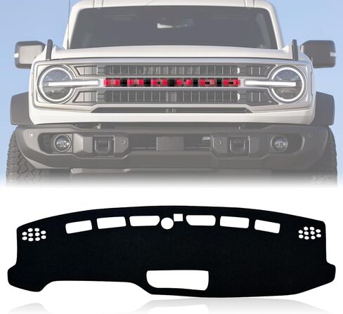 غطاء لوحة القيادة لوحة حصيرة متوافقة مع Ford Bronco 2021 2022 2023 2024 2025 (ليس للرياضة) واقي غطاء لوحة القيادة (زخرفة سوداء) in Kuwait
