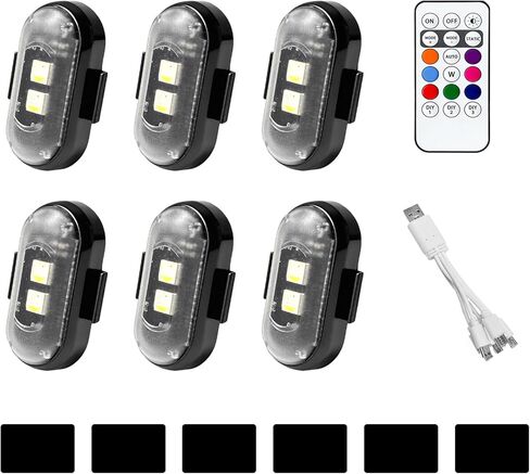 4PCS Wireless LED Strobe Lights with Remote Control, 8 Colors Anti-Collision Flashing Safety Warning Lamp, Waterproof USB Charging LED Emergency Light for Car Motorcycle Aircraft in Saudi Arabia