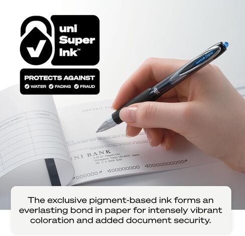 أقلام جل Signo 207 قابلة للسحب من Uni-Ball، لمنع الاحتيال، نقطة جريئة 1.0 مم، حبر أسود وأزرق متساوي، 12 عبوة (6 أسود، 6 أزرق) in Kuwait