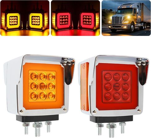 72 LED Pedestal Fender Lights, Semi Truck Turn Signal with Flashing Light, Red/Amber Dual Face Marker Light for Peterbilt 579 587 Kenworth W900 Freightliner, IP67 Waterproof (Amber) in Saudi Arabia