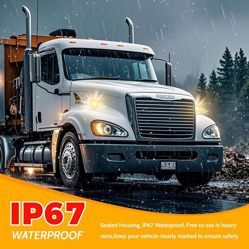 72 LED Pedestal Fender Lights, Semi Truck Turn Signal with Flashing Light, Red/Amber Dual Face Marker Light for Peterbilt 579 587 Kenworth W900 Freightliner, IP67 Waterproof (Amber) in Saudi Arabia