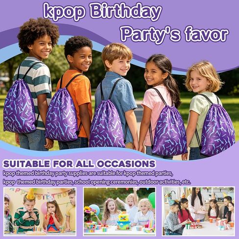 Demon Hunters Party Favors Birthday Supplies & Kpop Theme Goodie Bags for Girls, Include Drawstring Bags, Notebook ,Highlighter, Silicone Bracelet for Gifts Fillers-48 Pcs in Saudi Arabia
