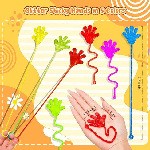 120PCS Glitter Sticky Hands for Kids, Mini Stretchy Slap Hands Toys, Little Hands Sticky Hands Bulk for Party Favors, Girls, Boys, Classroom Prizes, Students, Birthday Gifts, Goodie Bags Stuffers in Saudi Arabia