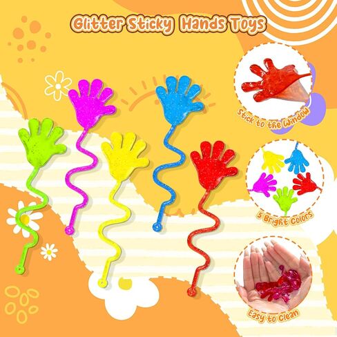 120PCS Glitter Sticky Hands for Kids, Mini Stretchy Slap Hands Toys, Little Hands Sticky Hands Bulk for Party Favors, Girls, Boys, Classroom Prizes, Students, Birthday Gifts, Goodie Bags Stuffers in Saudi Arabia
