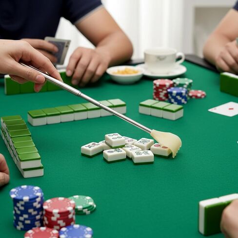 4 قطع من قطع بلاط الماجونج، مقبض معدني قابل للسحب يساعد على الوصول إلى التمرير والتقاط عصي بلاط الماجونج لمجموعات بلاط الماجونج الأمريكية والصينية لتحسين الطلاقة والشعور باليد in Kuwait