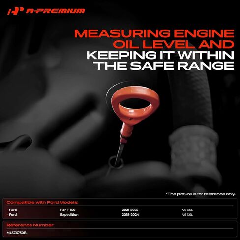 عصا قياس زيت المحرك A-Premium 3.5L 6 Cyl متوافقة مع Ford F-150 F150 2021-2025، Expedition 2018-2024، عصا قياس زيت المحرك in Kuwait