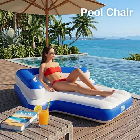 Funscape Inflatable Pool Floats for Adult, Floating Pool Lounger Tanning Bed, Cool Sun Bathing Tan Blow up Raft Floatie W/Handle, Summer Swimming Water Mat, Party Gift for Beach Backyard Lake in Saudi Arabia