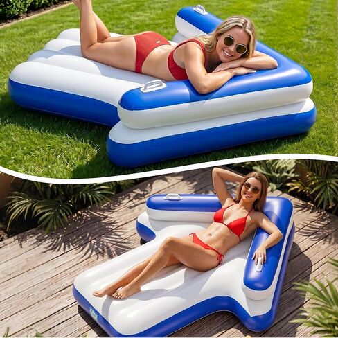Funscape Inflatable Pool Floats for Adult, Floating Pool Lounger Tanning Bed, Cool Sun Bathing Tan Blow up Raft Floatie W/Handle, Summer Swimming Water Mat, Party Gift for Beach Backyard Lake in Saudi Arabia