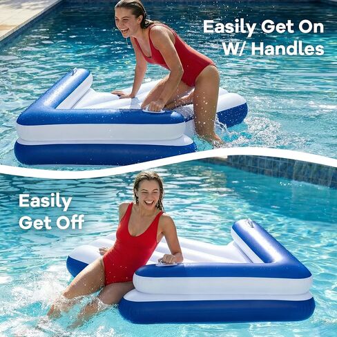 Funscape Inflatable Pool Floats for Adult, Floating Pool Lounger Tanning Bed, Cool Sun Bathing Tan Blow up Raft Floatie W/Handle, Summer Swimming Water Mat, Party Gift for Beach Backyard Lake in Saudi Arabia